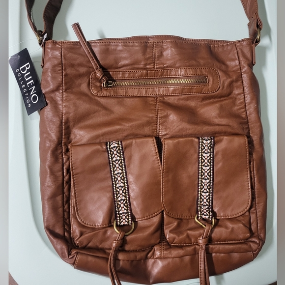 Bueno -NWT -Buffalo Brown Faux Leather Crossbody Bag - Picture 5 of 6